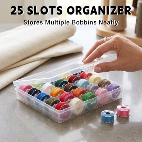 25 Slots Bobbin Box, Transparent Sewing Bobbin Organizer Storage Case