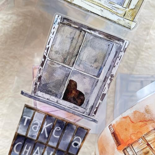 Seahorse Forest Vol9 A53 The Story of Between the Doors,Pre-Cut Scene Clear PET Washi Tape Stickers,for Scrapbook Supplies,Scrapbook Tape Stickers,Junk Journal Supplies - style: Clear PET
