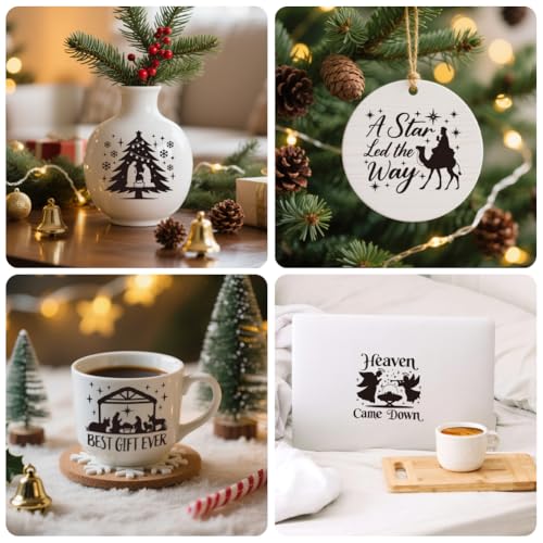 Peacoblue Nativity Rub On Transfers for Craft, Transfer Sticker | 18 Sheets UV DTF Transfers, Waterproof Rub On Decals for Wood, Glass, Furniture, Tumblers & Home Decor Crafts - style: Nativity