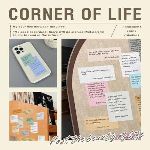Prstincol 24 Sheets Vintage Motivational Quote Stickers Pad wtih Tweezer,246 Pcs Inspirational Typewriter Font Quotes Pad,Word Stickers for Scrapbook Junk Journal Bullet Journal DIY Craft Card Making - color: Brown
