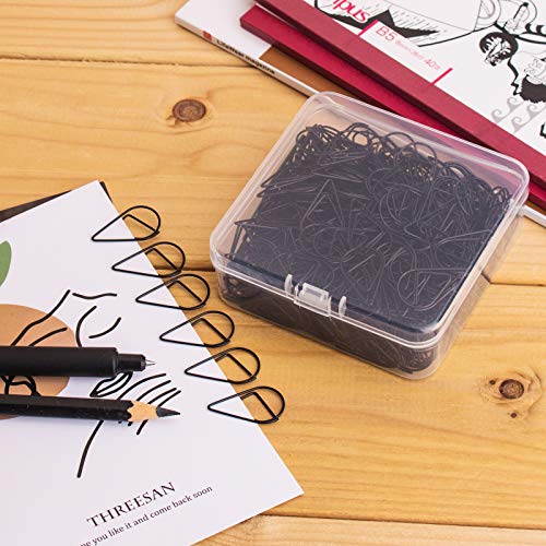 VENCINK Black Cute Drop-Shaped Paper Clips, 1 inch, 300 Pieces - color: Black, size: Small (1 inch )