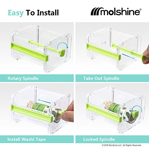 molshine 2 Pack Transparent Desktop Multi Washi Masking Tape Storage Dispenser,Tape Cutter,Tape Roll Holder (Not Include Masking Tape) (Beige) - color: Beige