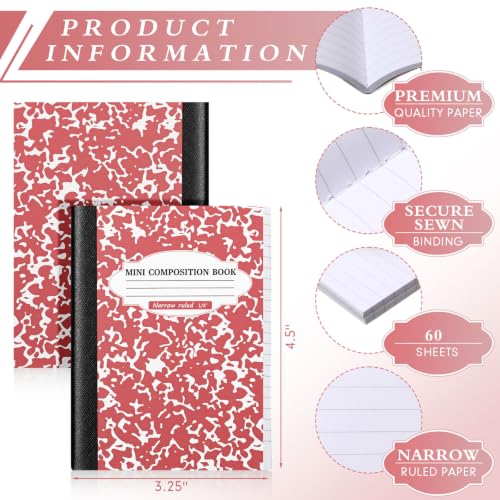 Colarr 48 Pack Mini Composition Notebook, Assorted Marble Covers 4.5 x 3.25 Inch Narrow Ruled Mini Pocket Marble Journal Notebooks for School Office, 120 Pages (60 Sheets), 12 Colors(Morandi 2) - color: Morandi 2