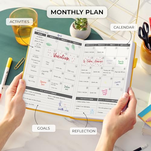 Clever Fox Daily Planner, Undated Professional & College Day, Amber Yellow - color: Amber Yellow (Undated)