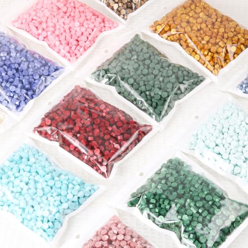 Metallic Red Wax Seal Beads, HOSEALING Premium 360pcs Sealing Beads for Wax Seal Stamp, Flame Red Sealing Wax Pellets Refill Pack for Wax Seal Kit, Wedding Invitations, Envelope Letter Sealing - color: Flame Red