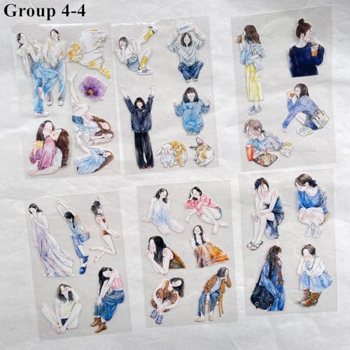 117PCS Vintage PET Stickers,DingDing M6 Total 4 Groups,Mini Pre-Cut,Original Design for Scrapbook,Journal,DIY Crafts & Decoration