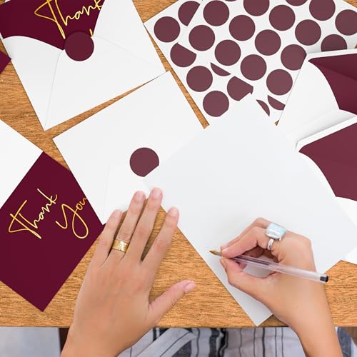 VNS Creations Thank You Cards With Envelopes - 100 Pack 4 x 6 Blank - Wine - color: Wine (Gold Foil), size: 100 Pack - 4" x 6" (Value Pack)