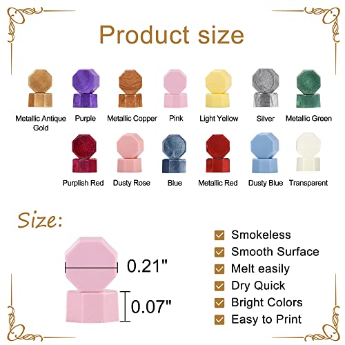 Yoption 360Pcs Dusty Pink Sealing Wax Beads, Sealing Wax Kit for Wax Seal Stamp, Hexagon Wax Seal Beads with 4Pcs Tea Candles and 2 Wax Seal Spoon - color: Dusty Pink