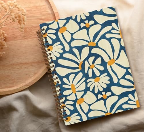 Vintage Aesthetic Flower Spiral Notebook Journal, 5.5×8.3 Inch - color: flower 8