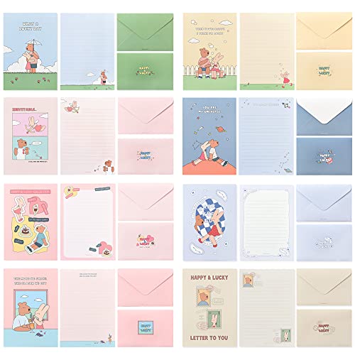Monolike Happy and Lucky Memories Letter Paper and Envelopes Set - 8Type, 32 Letter Paper + 16 Envelopes - color: Happy and Lucky Memories