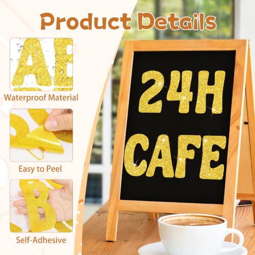Bulletin Board Letters 74 PCS Glitter Gold Letter Stickers Large 5 Inch - color: Gold, size: 5 Inch