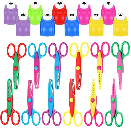 Gueevin 22 Pcs Craft Scissors Decorative Edge and Hole Punch Shapes Craft