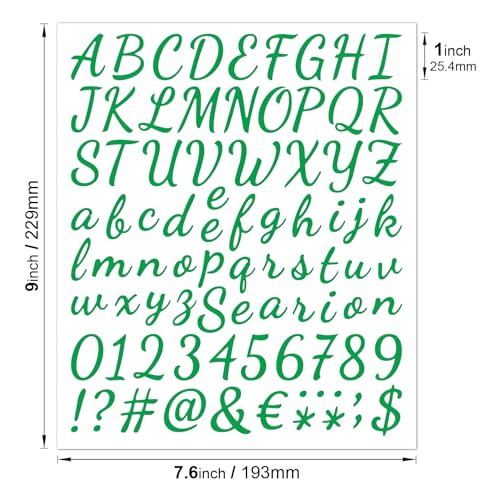 760 Pieces 10 Sheets Green Letters Stickers,1 Inch Self Adhesive Alphabet Number Stickers,Vinyl Letter Stickers Decals for Scrapbooking,Mailbox,Window,Notebook,Classroom Decor, Door, Business - color: Green