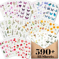 Arme Scrapbook Flower Stickers Floral Stickers(590 PCS, 48 Sheets) - color: Flower 48 Sheets, size: Flower 48 sheets