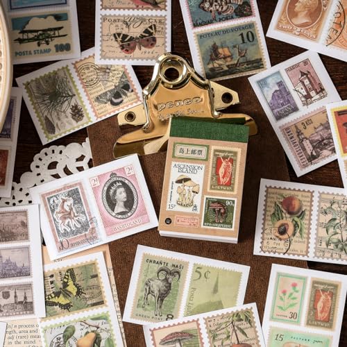 PRSTINCOL Washi Stickers Book, 6 Sets 300 Pcs | Vintage Aesthetic Sticker Set, Journaling Scrapbook Decoration Bullet Journal, Stamps Flowers Ticket Theme - color: Vintage Washi Stickers Book