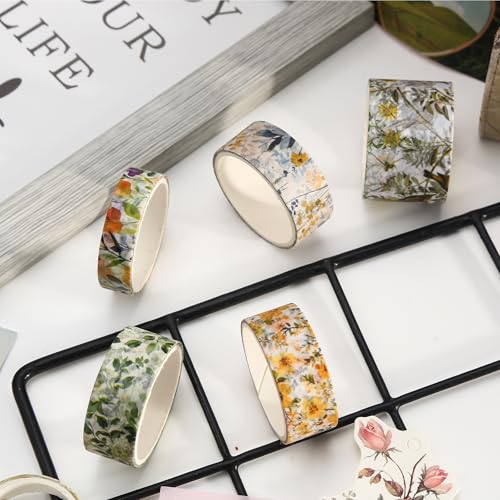 Floral Washi Tape Set 32 Rolls Vintage Flower Patterns Decorative Wide Blooms Masking Tapes for Arts, DIY Crafts, Journals, Planners, Scrapbook, Wrapping (Mountain Blossom) - color: Mountain Blossom