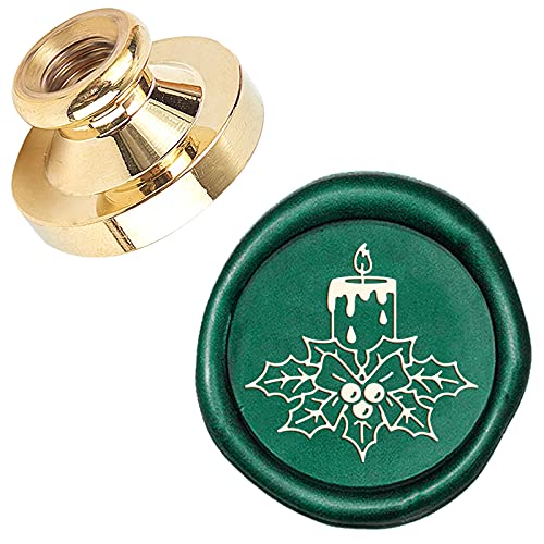 CRASPIRE Christmas Mistletoe Sealing Wax Stamp - 25mm Replaceable Wax Seal Stamp - Brass Head for Invitations, Envelopes, Cards & Decoration - style: tt-Christmas Candle