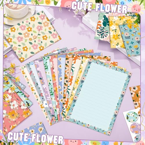 TaoBary 160 Pcs Kawaii Stationery Paper and Envelopes Set, 5.5 x 8.25'' | Stationary Set Letter and Envelopes, 50 Double Sided Stationery Writing Papers 50 Matching Envelopes 60 Round Dot Sticker - size: 5.5 x 8.25 Inch, style: Kawaii