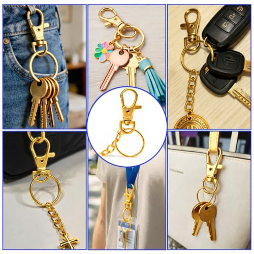 672PCS DIY Keychain Making Kit, Metal Hooks Rings Chains Craft Kit | 360° swivel snap hooks, creates zipper pulls and charms, purse making supplies, suitable for DIY crafts and holiday gifts - color: Gold