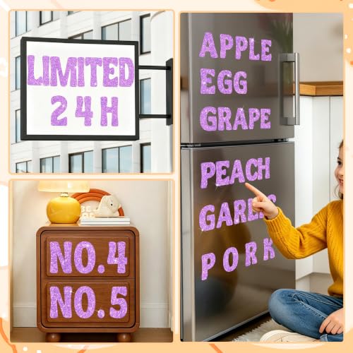 Bulletin Board Letters 74 PCS Glitter Letter Stickers Large 5 Inch, Purple - color: Purple, size: 5 Inch