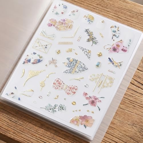 2Pcs Transparent Nail Sticker Book Nail Art Sticker Storage Book Empty Stickers Collecting Album Display Books for Nails Art Supplies DIY Stickers Display Organizer Tools, Total of 80 Slots