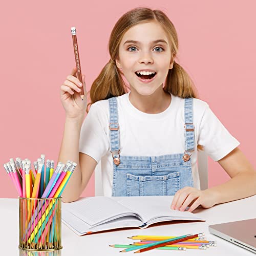 Fumete 240 Pcs Inspirational Pencils Bulk for Student Back to School Gifts from Teacher Motivational Pre Sharpened #2 HB Pencils with Eraser Positive Classroom Must Have Supplies for Kids (Pastel) - color: Black
