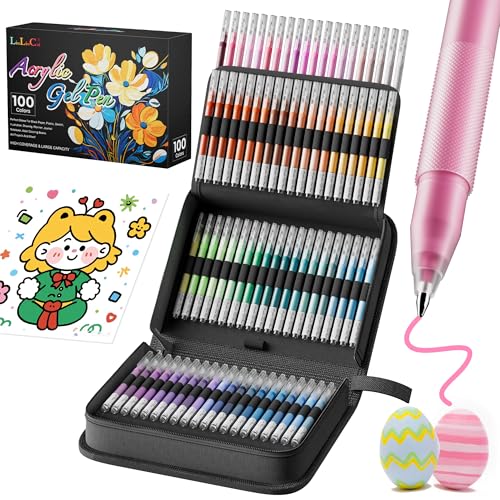 LIUILUCAI Acrylic Gel Pens for Coloring, 100 Colored Pens & Travel Case - color: 100 coloring