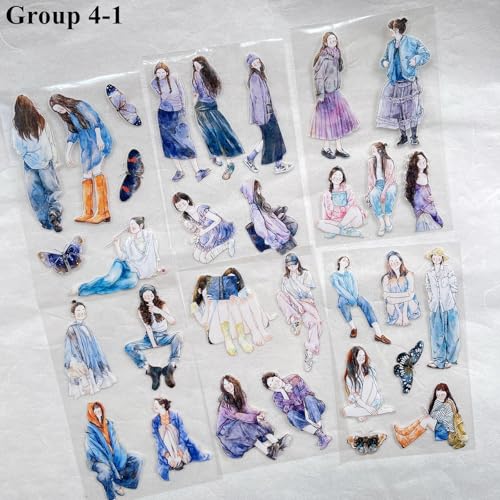117PCS Vintage PET Stickers,DingDing M6 Total 4 Groups,Mini Pre-Cut,Original Design for Scrapbook,Journal,DIY Crafts & Decoration