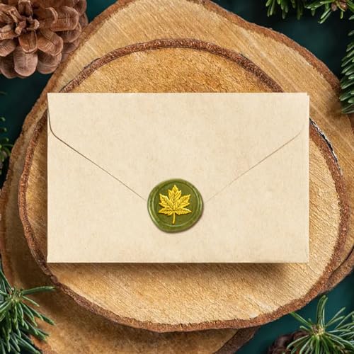 Maple Leaf Wax Seal Stamp Wedding Invitations Embossed Stamp Sealing Removable 1" Brass Wax Seal Stamp Head with Wooden Handle Envelopes Gift Packing Decoration Craft Adhesive Waxing - style: Maple Leaf