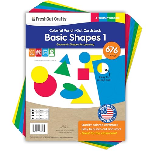 Circle Square Oval Triangle Cutouts, Primary, 676 Piece, Classroom Decor - color: Primary - Circle, Triangle, Square, Oval