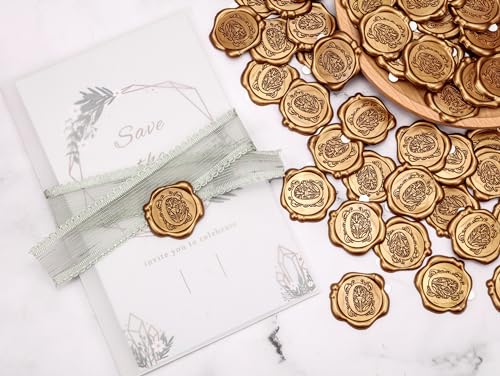 Yoption 50 Pcs Regal Letter C Wax Seal Stickers, Antique Gold - color: C, size: 50 Pack