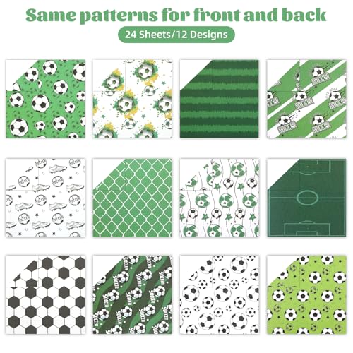 24 Sheets Soccer Scrapbook Paper, 11.8x11.8 Inch Double-Sided Print Sports Pattern Decorative Craft Paper, Scrapbook Specialty Papers for Card Making Photo Album Decor - color: WW026YDZQ