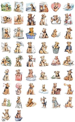 100 PCS Airedale Terrier Stickers Pack – Waterproof Vinyl Decals for Water Bottles, Laptops, Phones, Notebook, Cars – Cool Vibrant Graphics for Airedale Terrier Enthusiast - color: Airedale Terrier