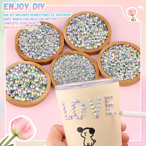 BELLEBOOST 36000Pcs Crystal AB Rhinestones Bedazzling Kit - color: AB 2-6mm, size: Large Pack with Glue