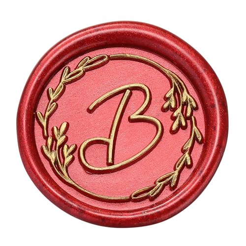 Yoption Handwritten Letter with Olive Branch Wax Seal Stamp, B | Wooden Handle with Brass Head for Wedding Invitation, Envelope Seals, Snail Mail, Gift Wrap, Christmas Card