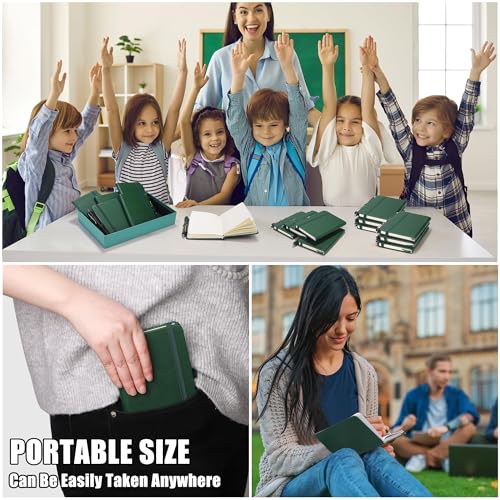 Aodaer 50 Sets Pocket Notebook Journal with Pens, 160 Pages, 3.5 x 5.5 Inch Mini Lined Journal Notebook A6 Leather Hardcover College Ruled Notepad with Pen Holder for School Office Gifts, Dark Green - color: Dark Green