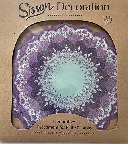 Parchment Paper Doilies for Cheese & Charcuterie Boards - Sisson Rounds, Mandala, 6 ½” D, Pack of 20. Made in USA with French Parchment Paper. Rinse clean, dry, reuse. - color: Mandala 6