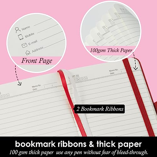 NIRMIRO Small Notebook Journals, 3 Pack Mini Pocket Note pads for Men & Women Writing, A6 Small Leather Notepad 3.7" x 5.7" with Pen, Black, Red, Green - color: Black_green_red, size: A6
