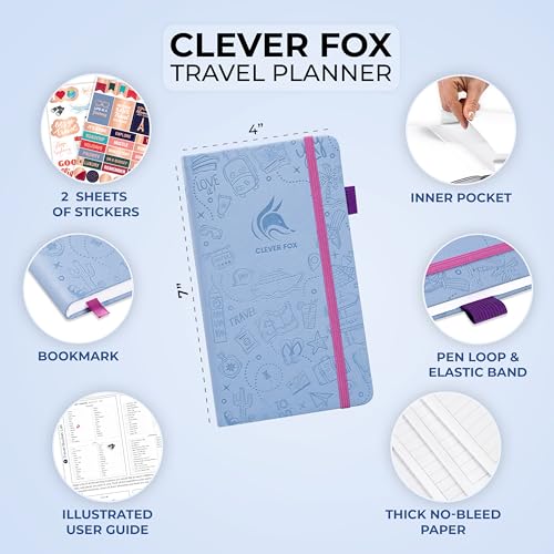 Clever Fox Travel Journal, Vacation Planner Organizer 3.7”x6.7” Periwinkle - color: Periwinkle, size: Pocket size (3.7" x 6.7")