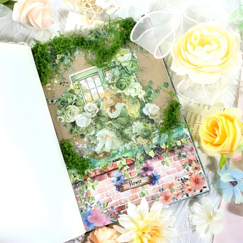Snycler Sticker Book for Journal 20 Sheets Vintage PET Washi Stickers-1 - color: Greenery&vintage Freasures