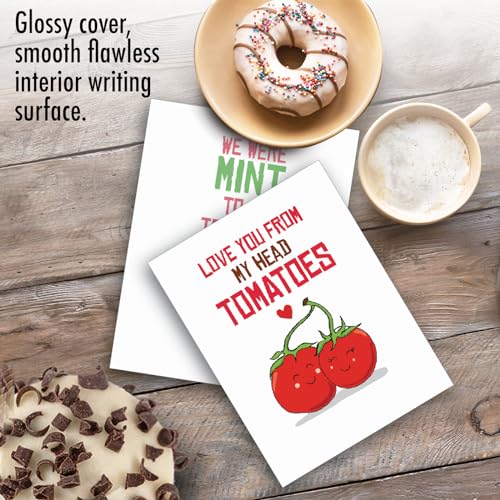 The Best Card Company - 20 Note Cards Blank Assortment (4 x 5.12 Inch) (10 Designs, 2 Each) - Yummy Puns AM5659OCB-B2x10 - style: Yummy Puns