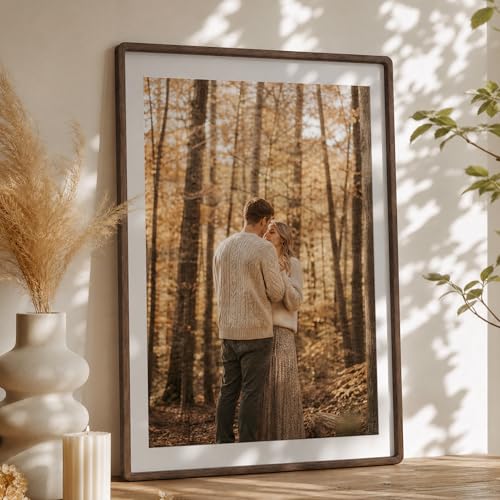 27x40 Picture Frame, USA-Sourced Natural Solid Walnut Wood Photo Frame with HD-Tempered Glass, Handcrafted Rounded Corner 27 by 40 Wooden Frame Matted to 24x36 Photos, Horizontal or Vertical Wall Mounting - color: American Black Walnut, size: 27x40