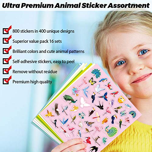 Fancy Land Animal Stickers for Kids 8 Themes Cute Animal Sticker 800Pcs