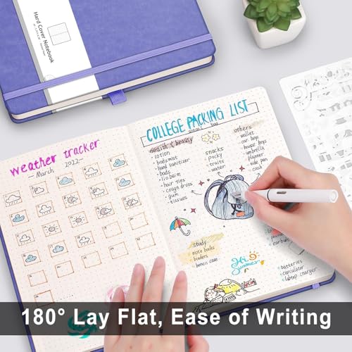 AHGXG Dotted Journal, 320 Pages, A5 (5.75'' × 8.38'') - color: Purple, size: A5