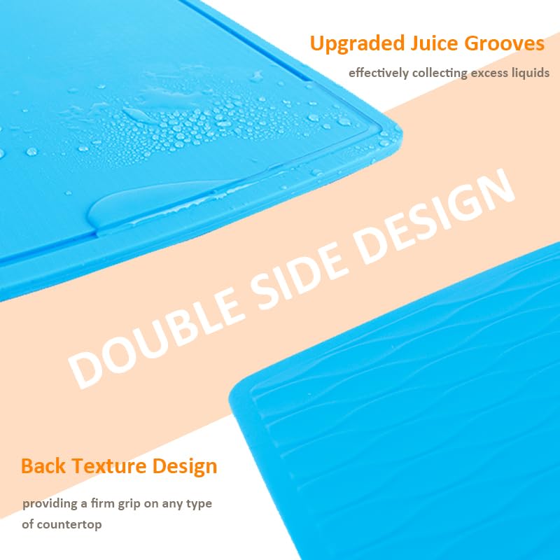 Liflicon Thick Silicone Cutting Boards for Kitchen Silicone Chopping Boards/Mats Set of 2 Extra Large14.6''x10.43'', Mini 9.1”x7.1” Non-slip Deep Drip Juice Groove, Dishwasher Safe-Green - color: Green, size: 9.1"L x 7.1"W & 14.6"L x 10.4"W