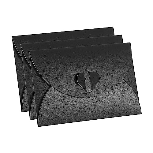 PATIKIL Gift Card Envelopes, 12pcs Heart Shaped Clasp Mini Envelope, Black - color: Black