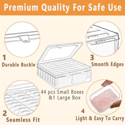 46pcs Bead storage containers, bead organizer boxes and craft storage boxes for bracelet making DIY jewelry craft nails, bracelets, jewelry, diamonds, clay beads, screws 2.9x1.97x0.8Inch - color: 2 pack 46pcs(2.9x1.97x0.8Inch)