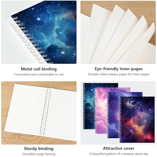 BetterJonny 4 Pcs Reusable Sticker Book Collecting Album Blank Sticker Storage Organizer Book, A5 Size 24 Inner Pages Per Album, Release Paper for Collecting Stickers, Labels(Dreamlike Starry Sky)