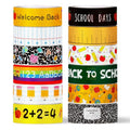 Whaline 12 Rolls Back to School Washi Tape Masking Tape Set Composition Notebook Speckled Pencil Apples Classroom Wrapping Paper Tapes for First Day of School Scrapbook Journal DIY Crafts - style: Back to School