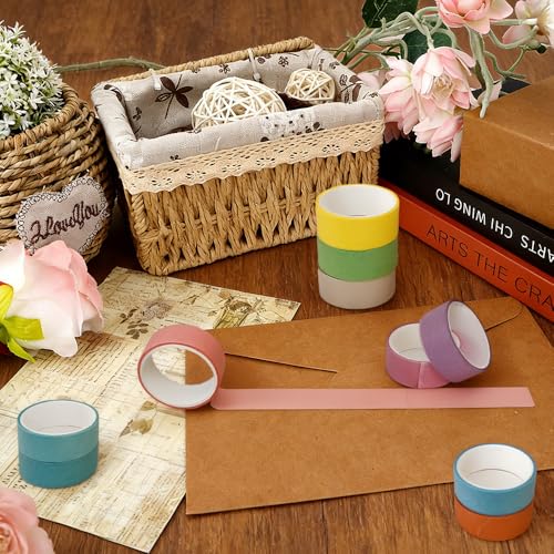 Washi Tape Set 12 Rolls Multicolor Washi Tape Self-Adhesive Scrapbook Paper Tape Rainbow Colored Tape Decorative Tape for Scrapbook Journal DIY Craft Scrapbooking Journal Supplies Gift Wrapping - color: Rainbow-12rolls